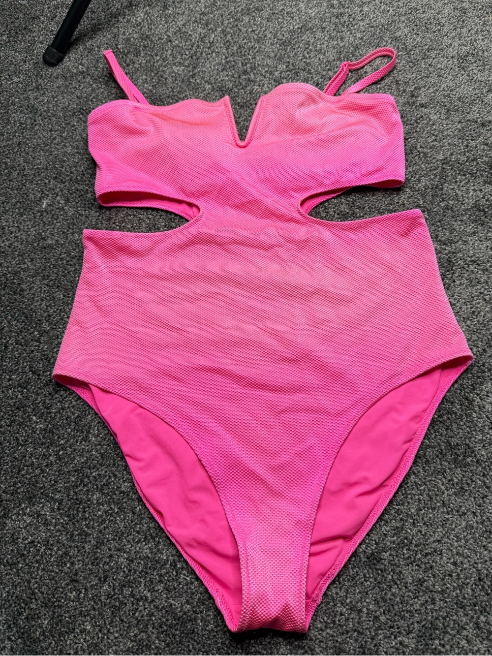 Aerie Shine Pique V Wire Cut Out One Piece Swimsuit size XL - Picture 2 of 7
